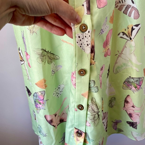 Hutch Mint Green Butterfly Print Flowy Midi Dress Fairycore Cottagecore Spring - Picture 11 of 16